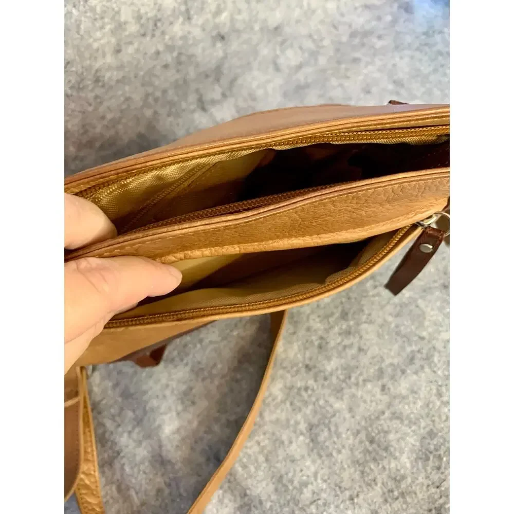 Osgoode Marley Crossbody Leather Shoulder Bag, Tan and Coffee, Slim, Adjustable